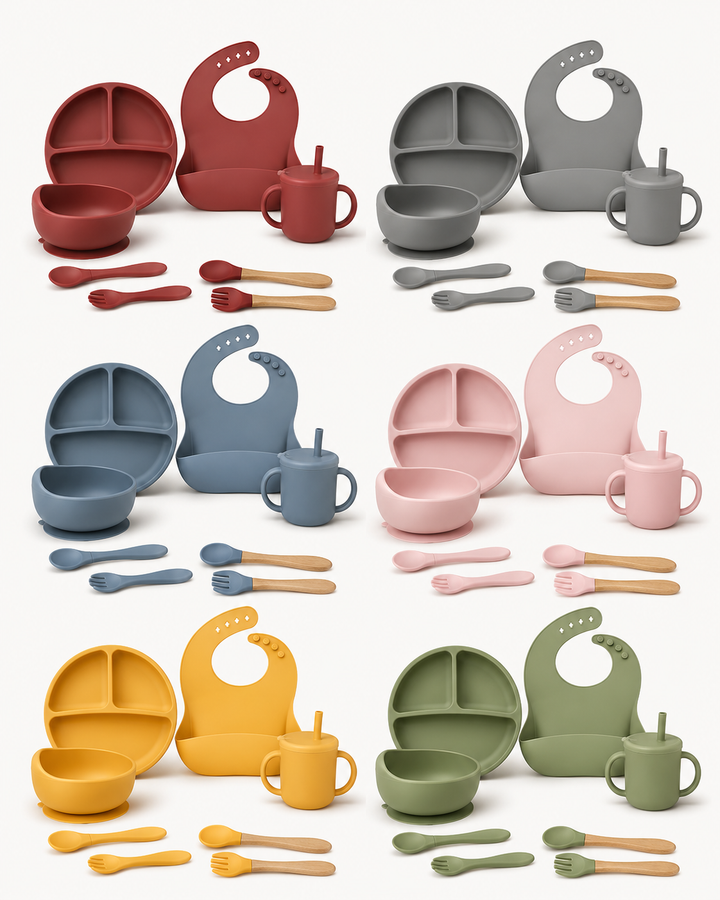 Schlemmerheld 8-teiliges Silikon Ess-Set in sechs Farben