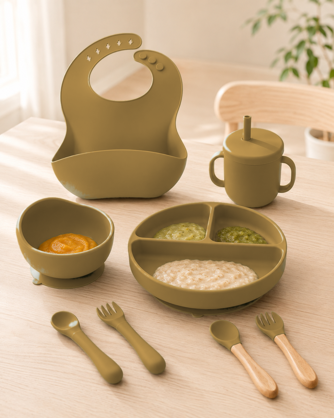 Schlemmerheld 8-teiliges Silikon Ess-Set in Mango